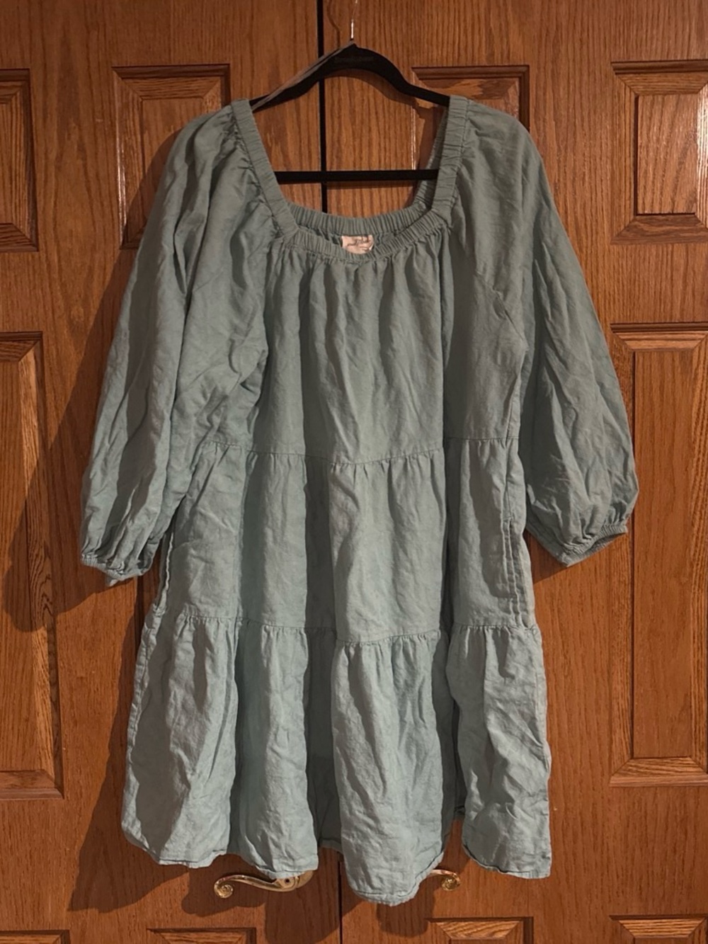 Women’s Light Sage Green Tiered Cotton Dress